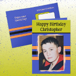 Carte Awesome Grandson ajouter photo violet anniversaire<br><div class="desc">Pour une magnifique carte de voeux pour l'anniversaire de Grand-fils. Cette carte est sûre de mettre un sourire sur son visage et de le faire sentir spécial. juste ajouter votre message personnalisé à l'intérieur et remplacer la photo par le vôtre. Le jeu de couleurs est vert,  violet et orange.</div>