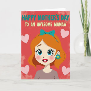 Carte Awesome Mamaw à Nœud Papillon Sarcelle