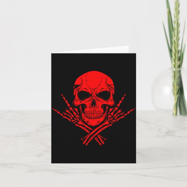 Carte Awesome Music Skull Rocker Greeting Red Skull  (Devant)