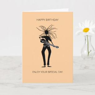 Carte Awesome Silhouette Guitariste Anniversaire