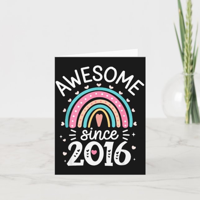 Carte Awesome Since 2016 9th Birthday Rainbow Born In 20 (Devant)