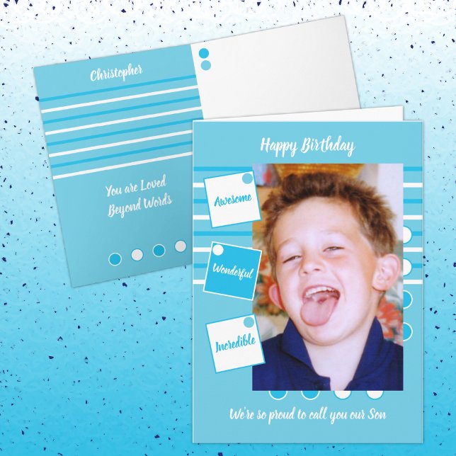 Carte Awesome Son Bleu et blanc Anniversaire (Créateur téléchargé)