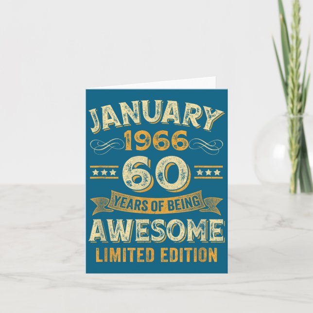 Carte Awesome Vintage January 1966 60th Birthday  (Devant)