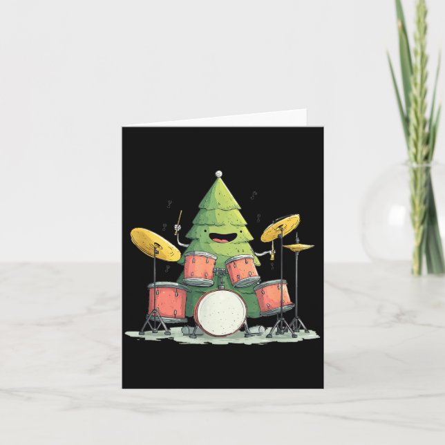 Carte Awesome Xmas Tree With Drums For Rocking Christmas (Devant)