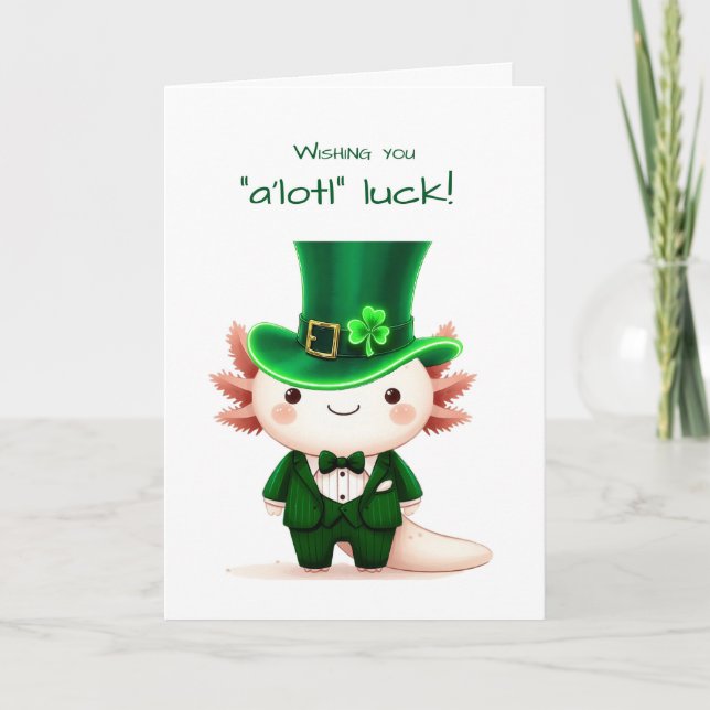 Carte Axolotl habillé pour la Saint Patrick (Devant)