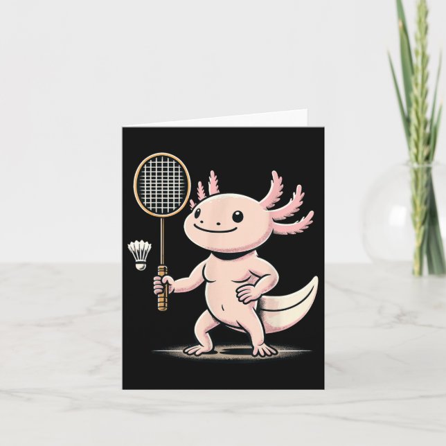 Carte Axolotl Jouer Badminton Joueur Navette Sport (Devant)