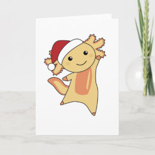 Carte Axolotl Joyeux Noël Animaux d'hiver Axolotls