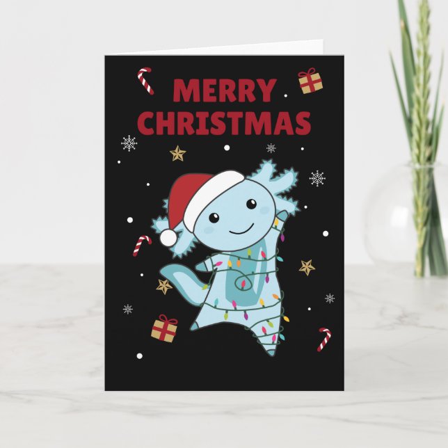 Carte Axolotl Joyeux Noël Animaux Hiver Axolotls Ca (Devant)