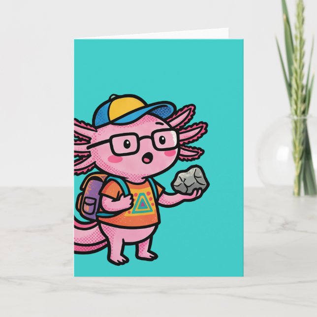 Carte Axolotl nerd sarcastique je pose des questions sur (Devant)