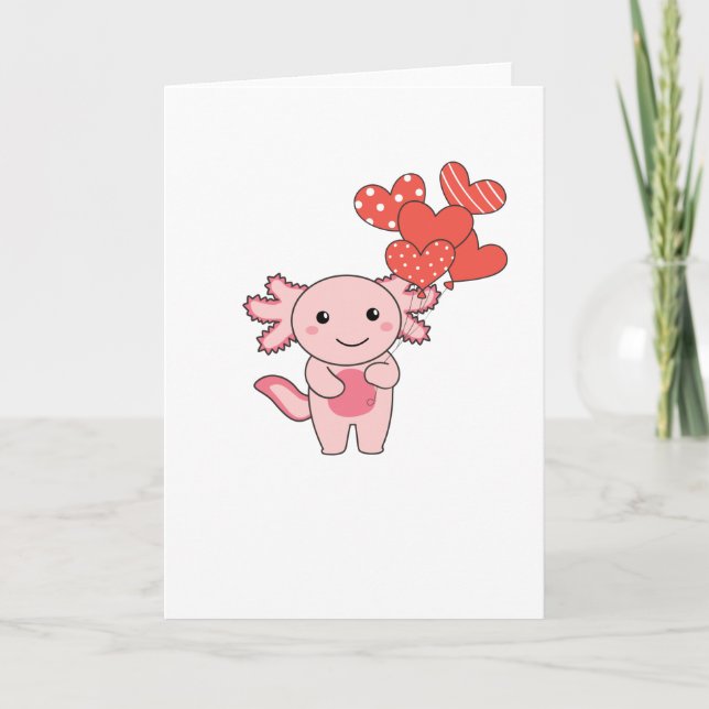 Carte Axolotl pour la Saint Valentin de mignons animaux  (Devant)