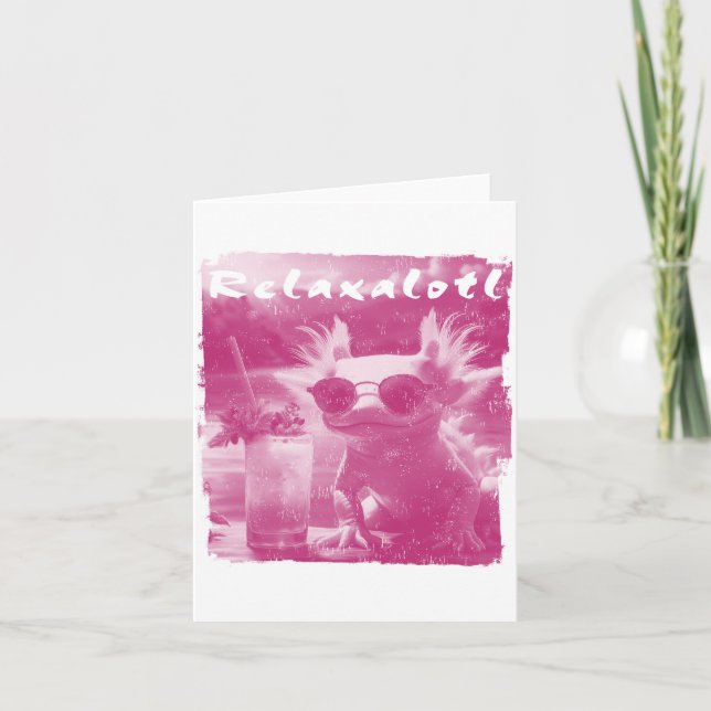 Carte Axolotl rose détendu (Devant)