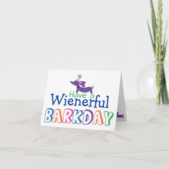 Carte Ayez un Barkday Birthday Wiener Dog Note (Devant)