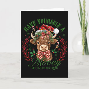 Carte Ayez un joyeux petit Noël vache Santa