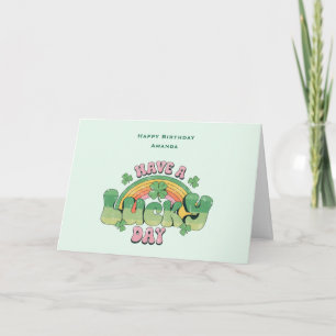 Carte Ayez une journée chanceuse de typographie rétro An