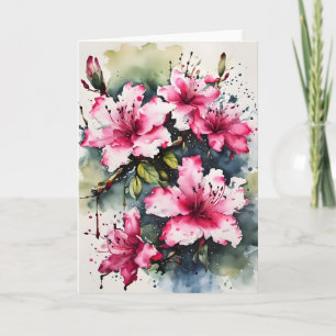 Carte Azalée - Fleurs aquarelle