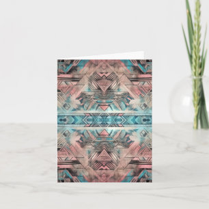 Carte Aztec Sud-Ouest Pastel Rose Et Bleu