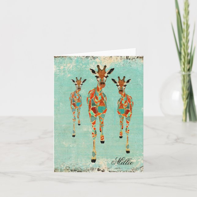 Carte Azure & Amber Giraffes (Devant)