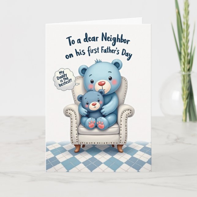 Carte Azure pour la Fête des Pères Embrassez (Devant)