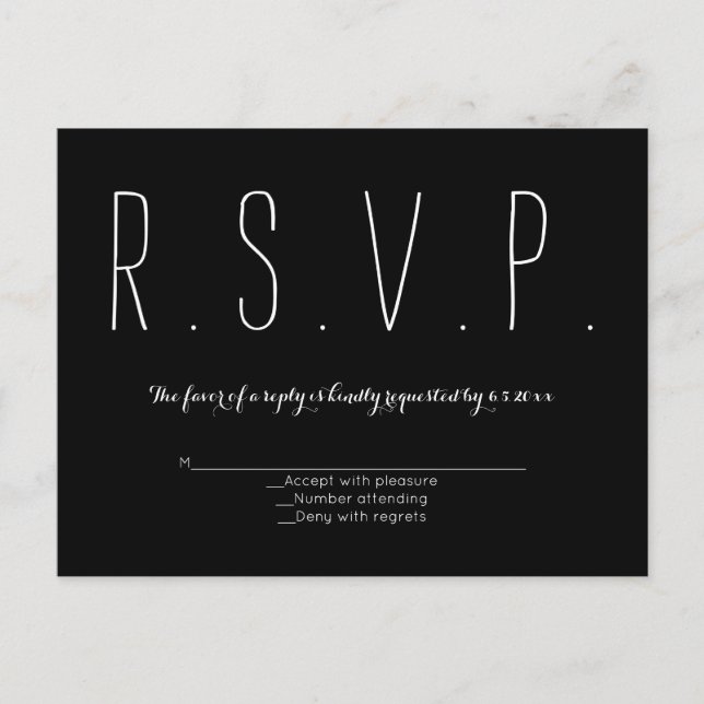 Carte b&w rsvp typographie moderne (Devant)
