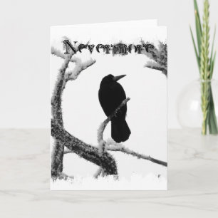 Carte B&W Winter Raven Edgar Allan Poe Nevermore