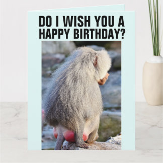 CARTE BABOON MONKEY BUTT FUNNY BIRTHDAY GREETING CARD