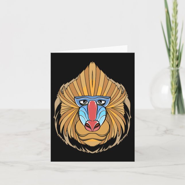 Carte Baboon Visage Halloween Effrayant Baboon Singe (Devant)