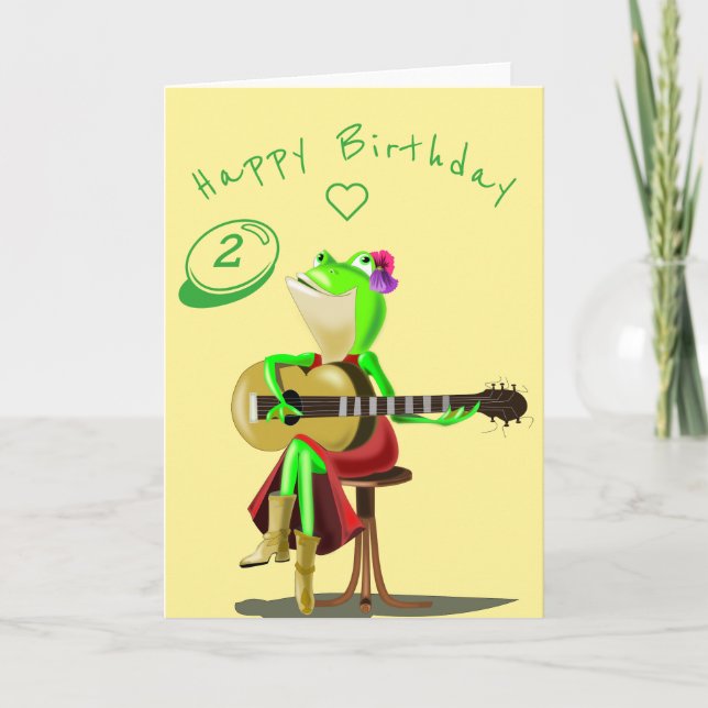 Carte Baby Birthday Card avec Guitare Player Frog (Devant)