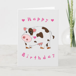 Carte Baby Birthday Card Little Cow - Votre texte
