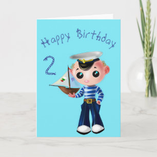 Carte Baby Birthday Card Little Sailor Boy - Votre texte
