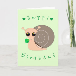 Carte Baby Birthday Card Lucky Snail avec Clover