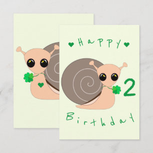 Carte Baby Birthday Card Lucky Snail avec Clover