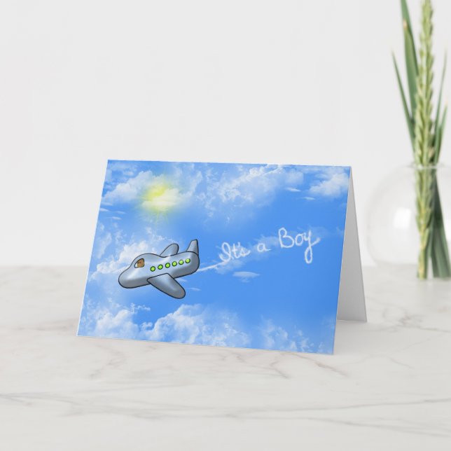 Carte Baby Boy Avion avec ours (Devant)