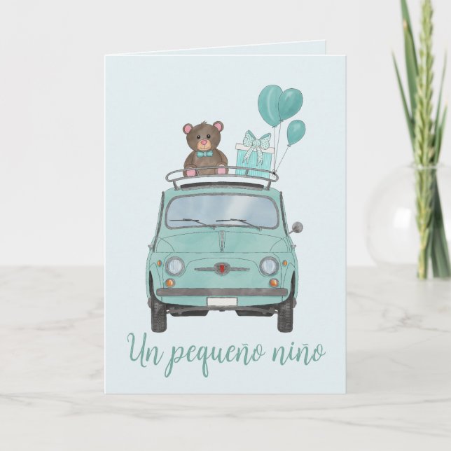Carte Baby Boy Fiat 500 Félicitations Espagnoles (Devant)