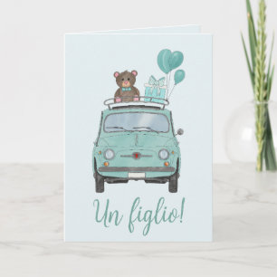Carte Baby Boy Fiat 500 Italie Félicitations
