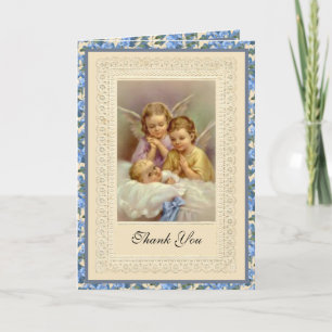 Carte Baby Boy Guardian Angels Baptismal Merci