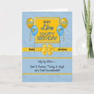 Carte Baby Boy Libra 1er anniversaire Zodiac