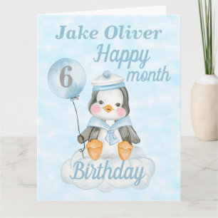 Carte Baby Boy Penguin 6 mois Anniversaire Big