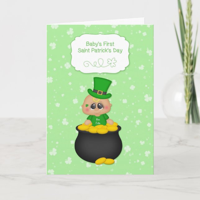 Carte Baby Boy, Pot of Gold, 1ère Saint Patrick's Day (Devant)