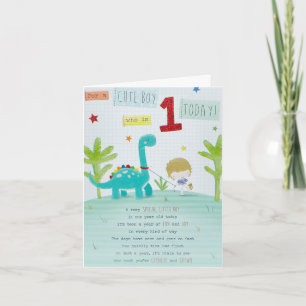 Carte Baby Boys 1st Birthday Card - Walking Dino
