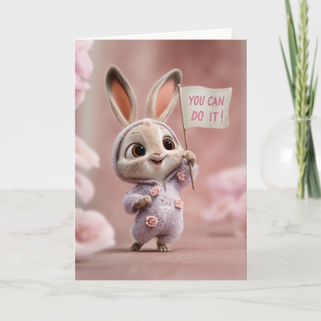 Carte Baby Bunny in Purple Romper w/ Roses Encouragement (Devant)