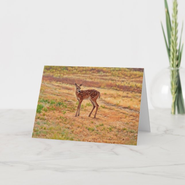 Carte Baby Deer Fawn Wild Animal Art Note Card (Devant)