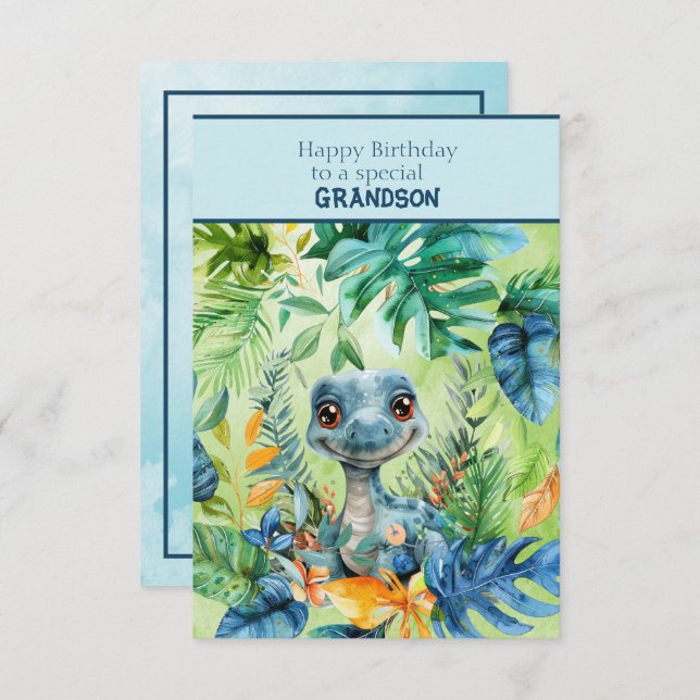 Carte Baby Dinosaur Happy Birthday Special Grandson (Devant / Derrière)