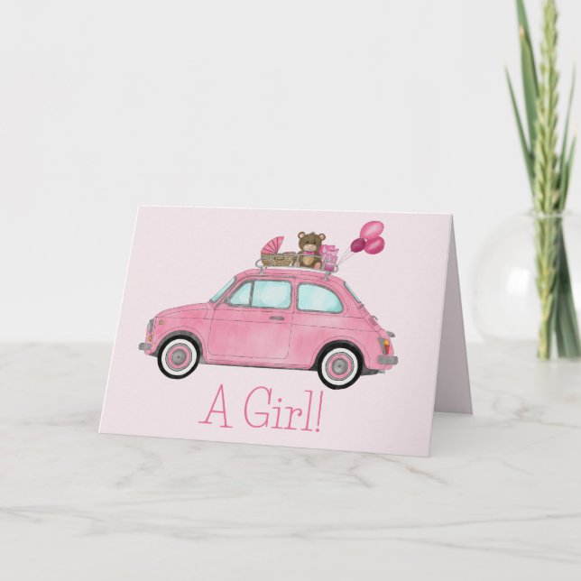 Carte Baby Girl Fiat 500 félicitations (Devant)
