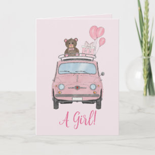 Carte Baby Girl Fiat 500 félicitations
