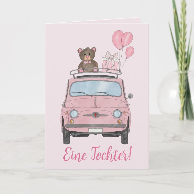Carte Baby Girl Fiat 500 félicitations allemandes (Devant)