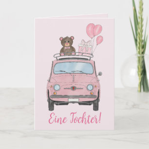 Carte Baby Girl Fiat 500 félicitations allemandes