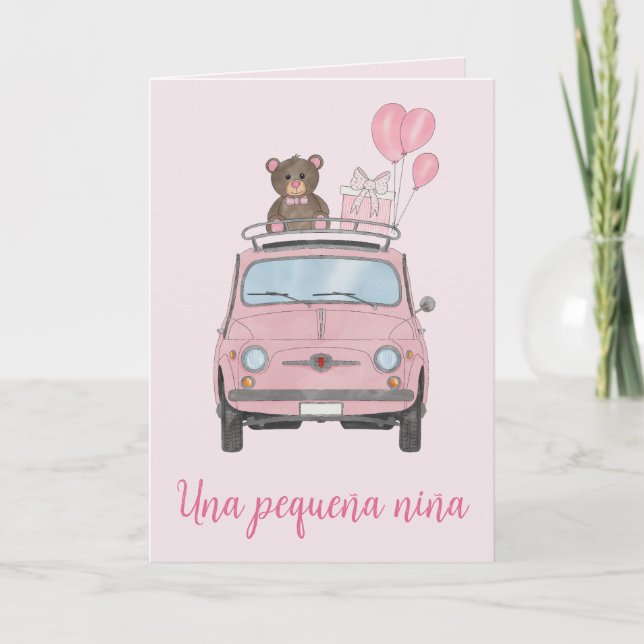Carte Baby Girl Fiat 500 Félicitations espagnoles (Devant)