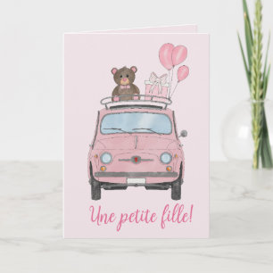 Carte Baby Girl Fiat 500 Félicitations françaises