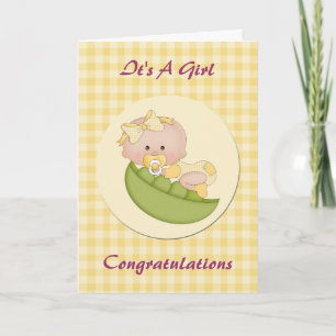 Carte Baby Girl in a Pod Lemon En vichy
