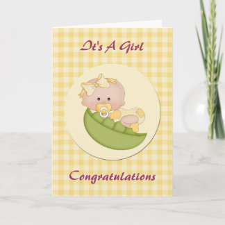 Carte Baby Girl in a Pod Lemon En vichy